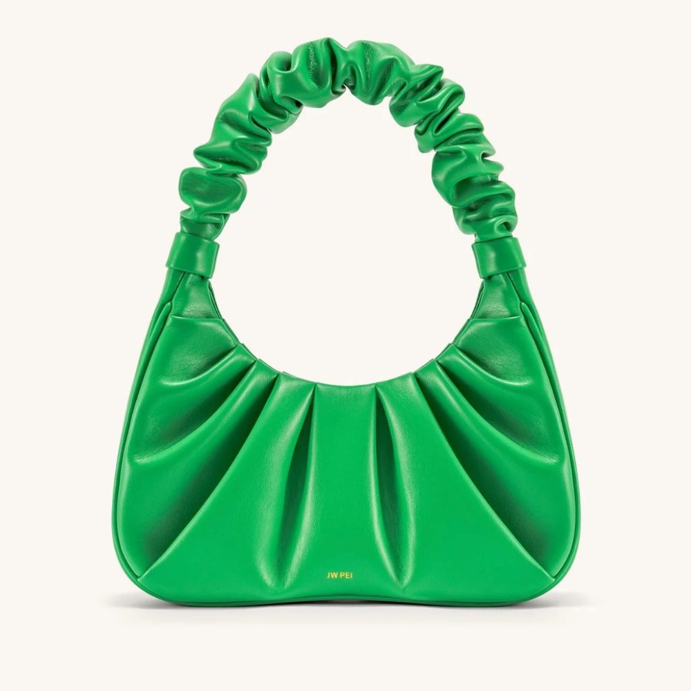 JW PEI GABBI RUCHED HOBO HANDBAG - GRASS GREEN